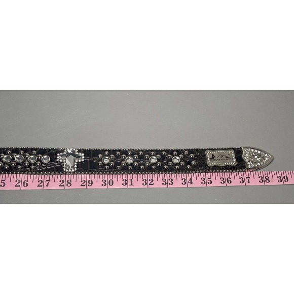 Montana West Western Faux Croc Print Leather Rhinestone Studded Belt main image 6